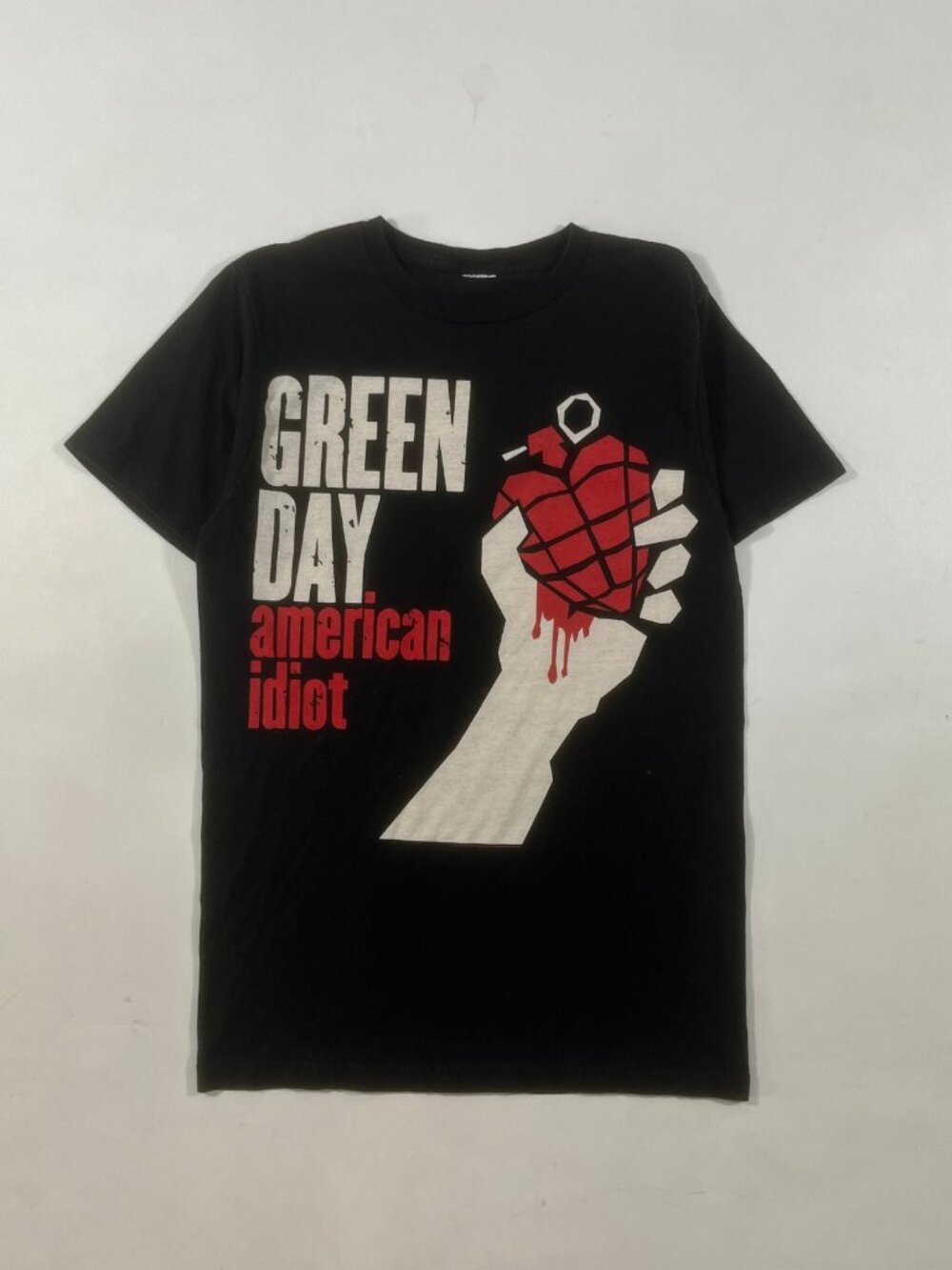 Green Day American Idiot Black Band Tee Grenade Heart Graphic T-Shirt